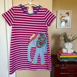 Striped Tee Shirt Dress with Elephant Embroidery from Amazon fits size 5T